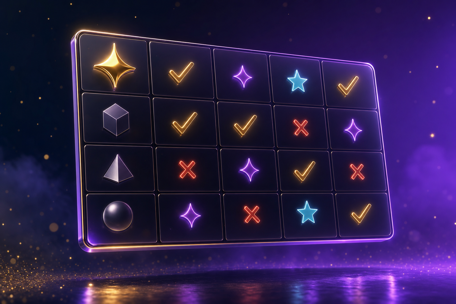 Floating glass comparison matrix grid for eight AI video generators