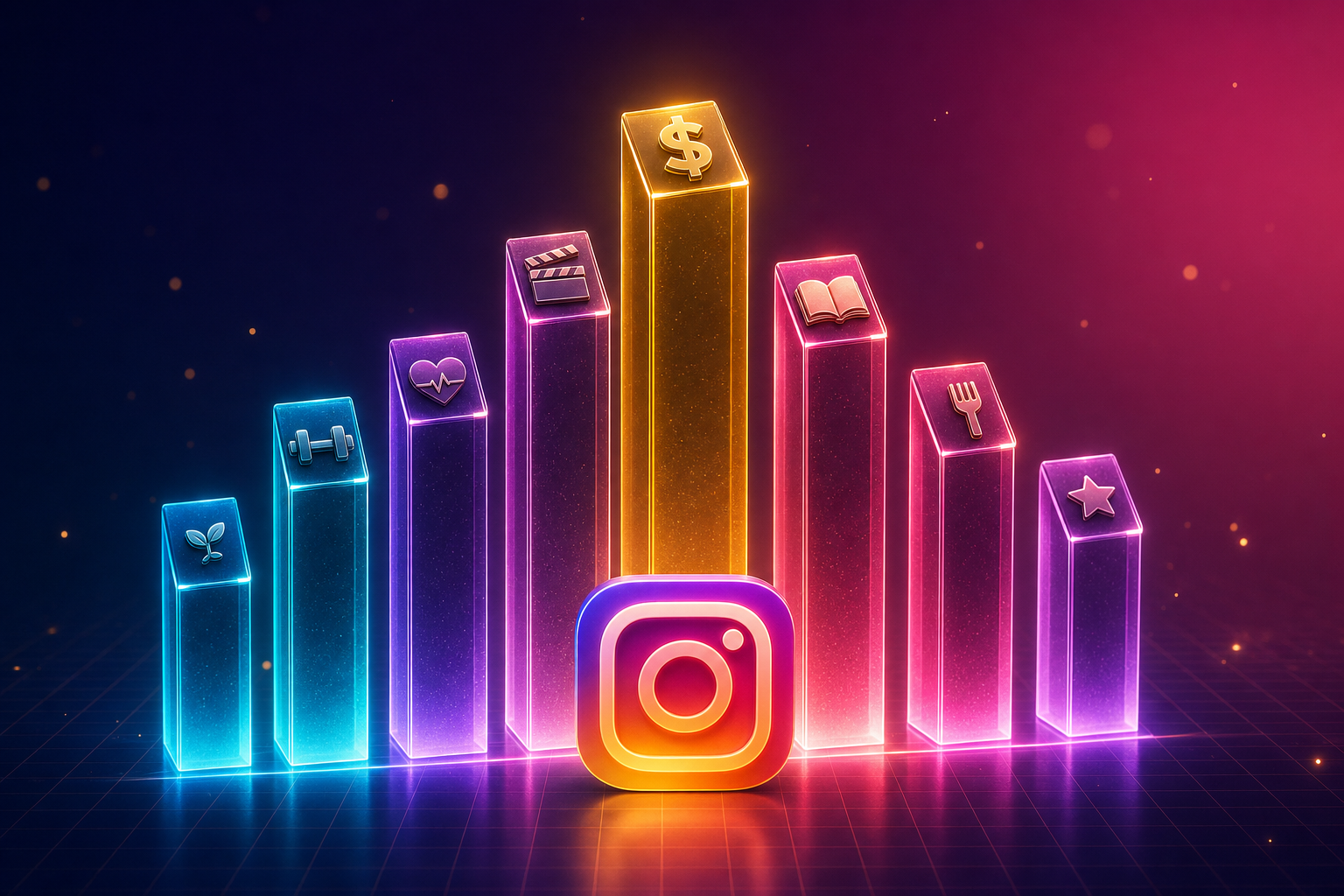 Editorial illustration of Instagram earnings per 1000 views by niche