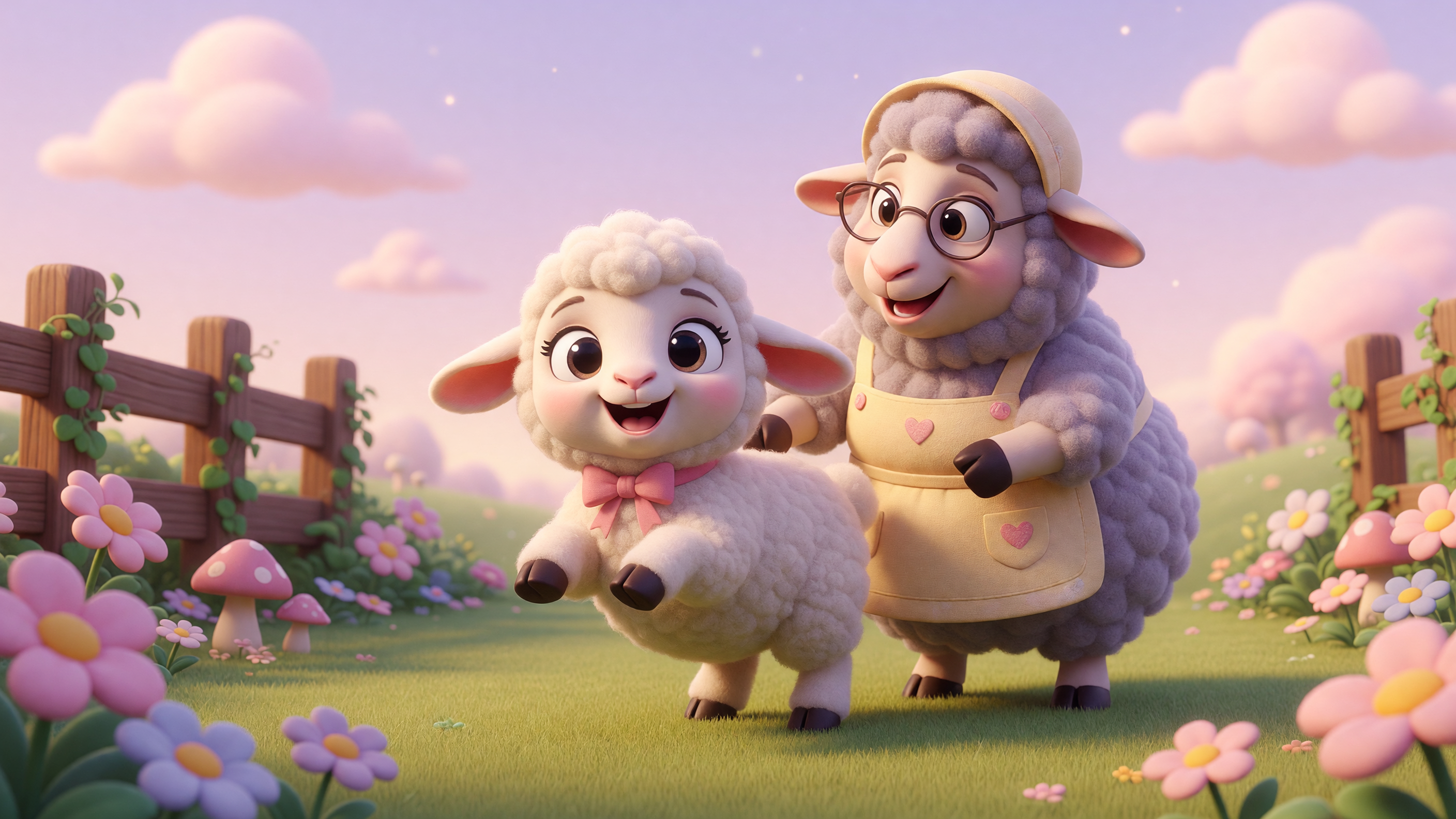 Create a 2-minute, high-quality 3D animated nursery…