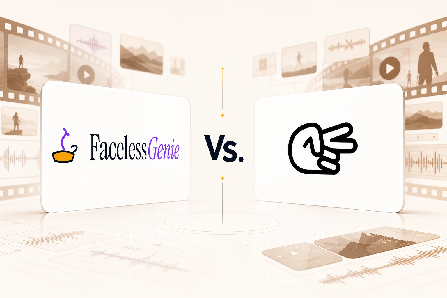 FacelessGenie logo versus the official Choppity logo on a video-production comparison thumbnail