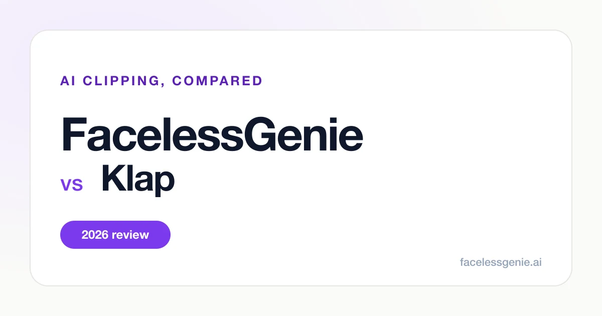 FacelessGenie versus Klap on a video-clipping comparison thumbnail