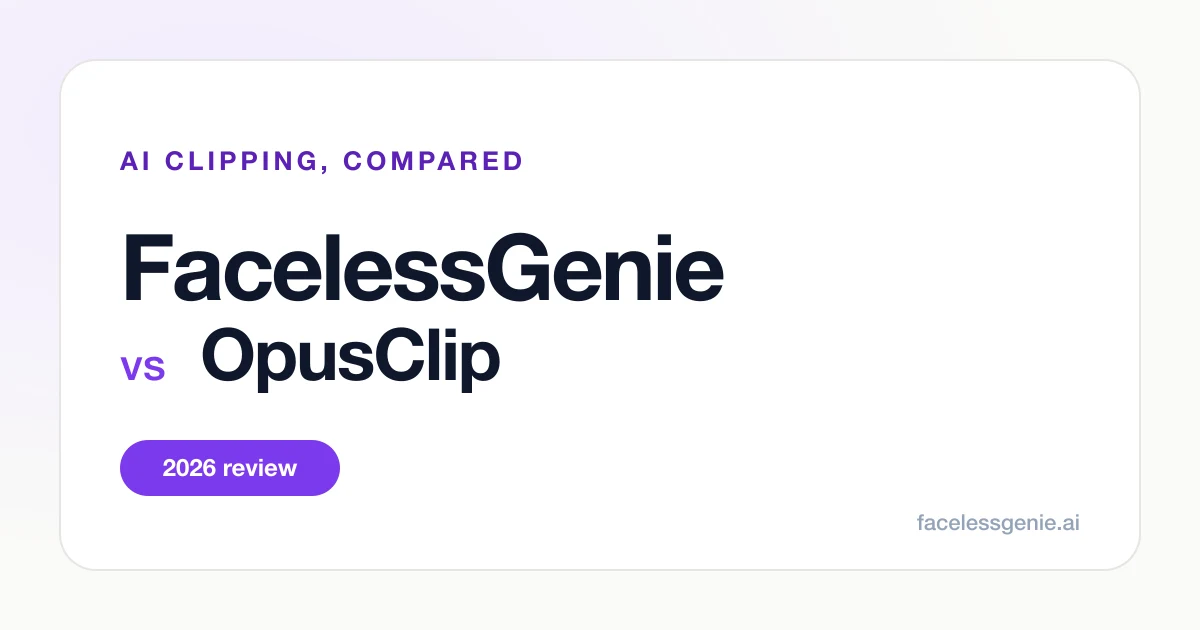 FacelessGenie versus OpusClip on a video-clipping comparison thumbnail